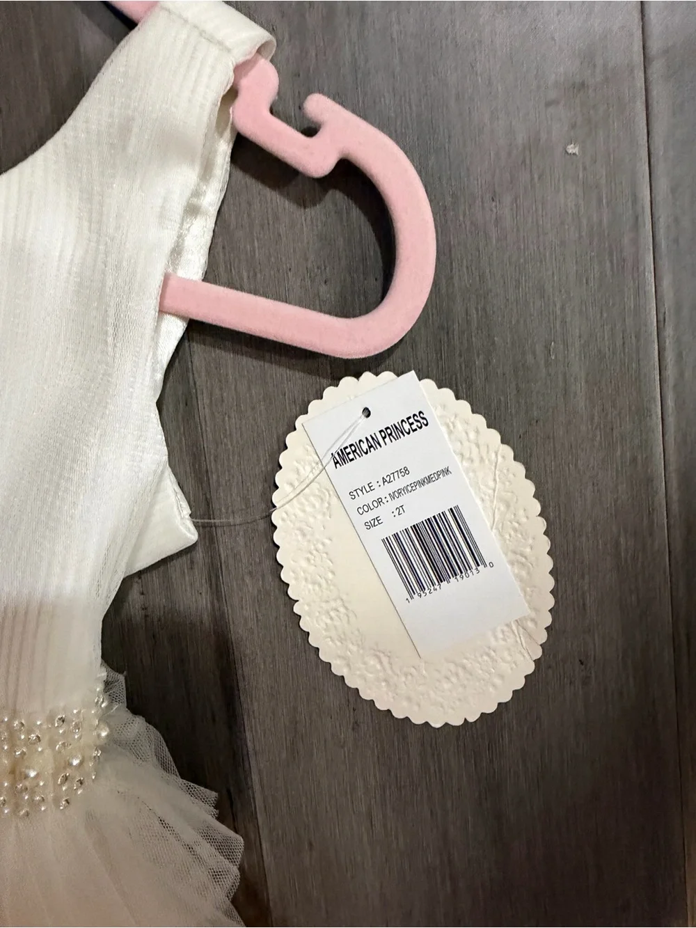 Girl's Cream and Pink Layered Tulle Dress with Beaded Waist